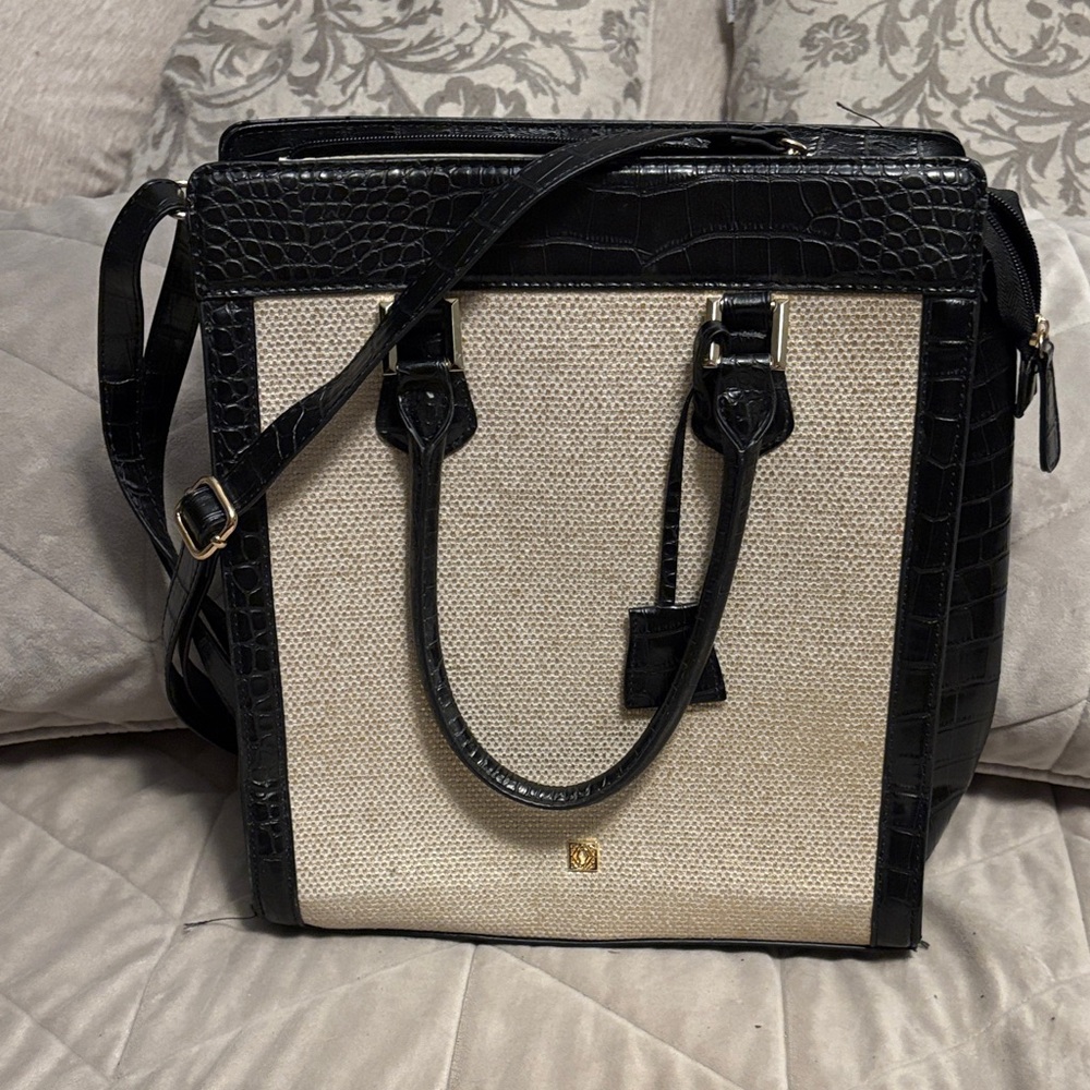 Kate Landry Black and Cream Tote Bag
